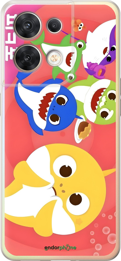 Силиконовый чехол Бейби Шаркс для Oppo Reno8 5G - 6305u-2614 изображение 