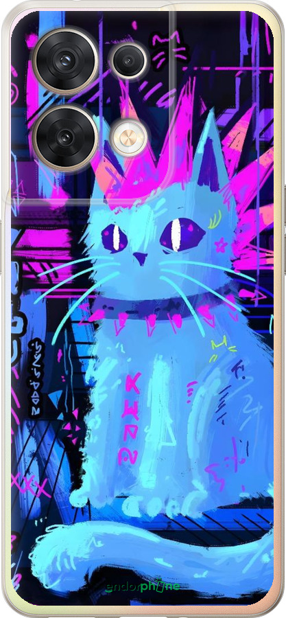 Силиконовый чехол Кот панк для Oppo Reno8 5G - 6311u-2614 изображение 