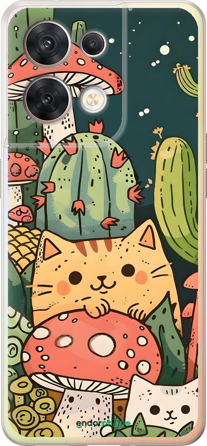 Силиконовый чехол Коты грибы для Oppo Reno8 5G - 6321u-2614 изображение 