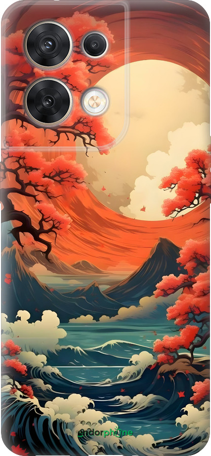 Силиконовый чехол Природа японии для Oppo Reno8 5G - 6327u-2614 изображение 