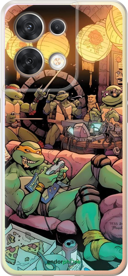 Силиконовый чехол Черепашки нинзя для Oppo Reno8 5G - 6346u-2614 изображение 
