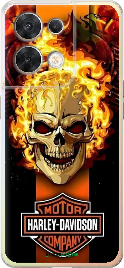 Силиконовый чехол Харлей девидсон для Oppo Reno8 5G - 6370u-2614 изображение 