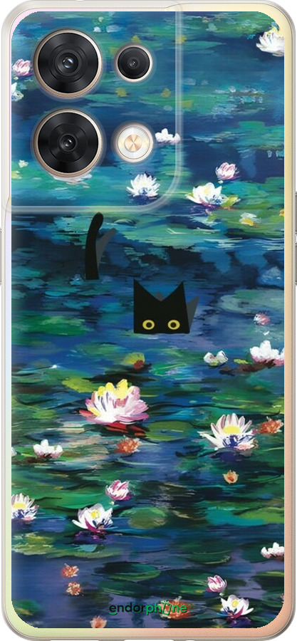 Силиконовый чехол Чехол с изображением водяных лилий Моне и кошек для Oppo Reno8 5G - 6399u-2614 изображение 