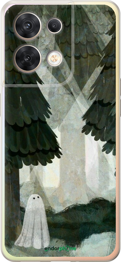 Силиконовый чехол С изображением соснового леса и привидения для Oppo Reno8 5G - 6420u-2614 изображение 