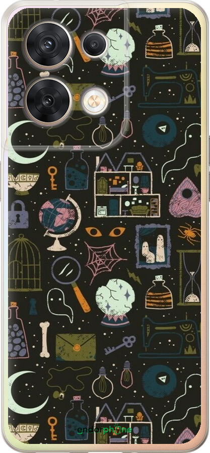 Силиконовый чехол Колдовской принт для Oppo Reno8 5G - 6425u-2614 изображение 