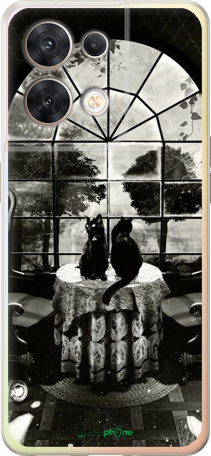 Силиконовый чехол Череп и коты для Oppo Reno8 5G - 6432u-2614 изображение 