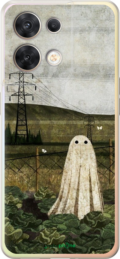 Силиконовый чехол Иллюстрация призрак в капусте для Oppo Reno8 5G - 6440u-2614 изображение 