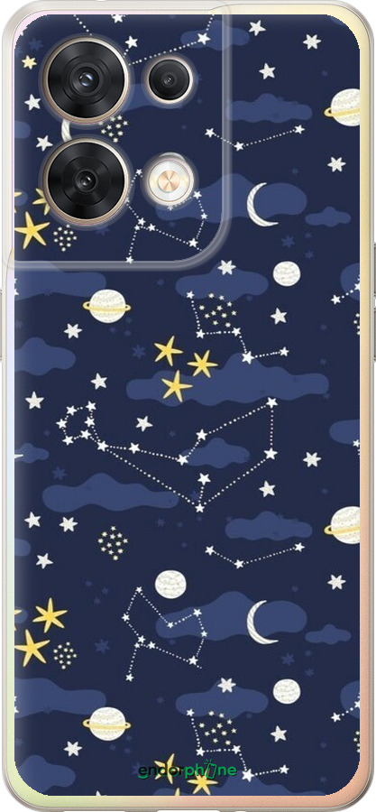 Силиконовый чехол Астрономический узор. Милый дизайн мультяшной вселенной для Oppo Reno8 5G - 6446u-2614 изображение 