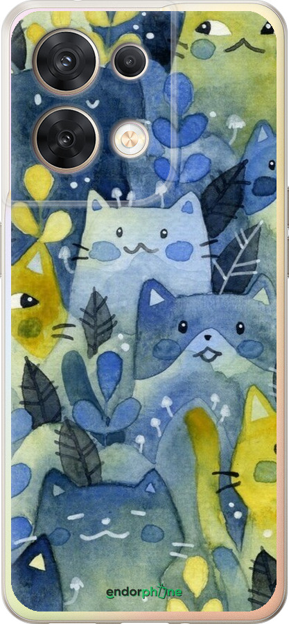 Силіконовий чехол Із зображенням котячого лісу для Oppo Reno8 5G - 6447u-2614 изображение 