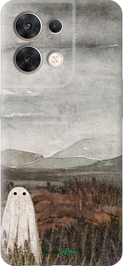 Силиконовый чехол Одинокий призрак на фоне гор для Oppo Reno8 5G - 6486u-2614 изображение 