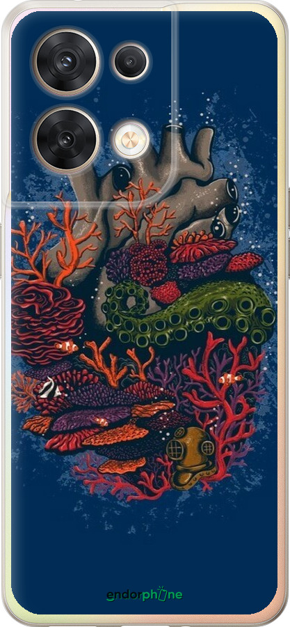 Силиконовый чехол Сердце моря для Oppo Reno8 5G - 6506u-2614 изображение 