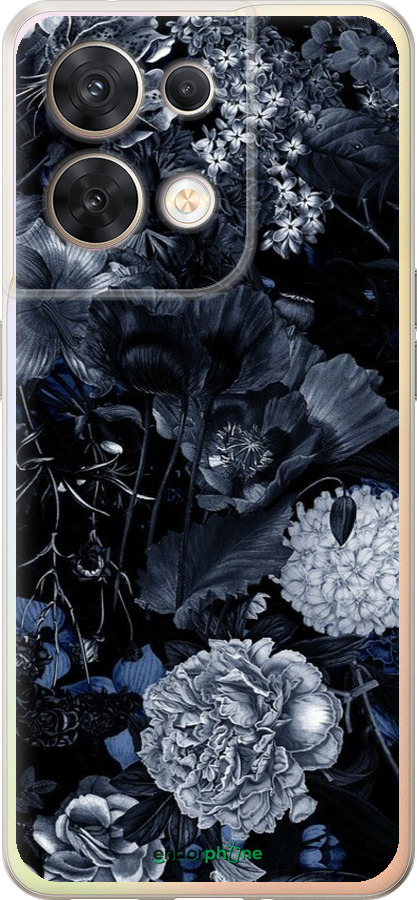 Силиконовый чехол Абстрактный цветочный рисунок в синих тонах для Oppo Reno8 5G - 6539u-2614 изображение 