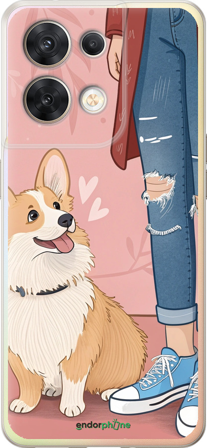 Силіконовий чехол Корги 3 для Oppo Reno8 5G - 6707u-2614 изображение 