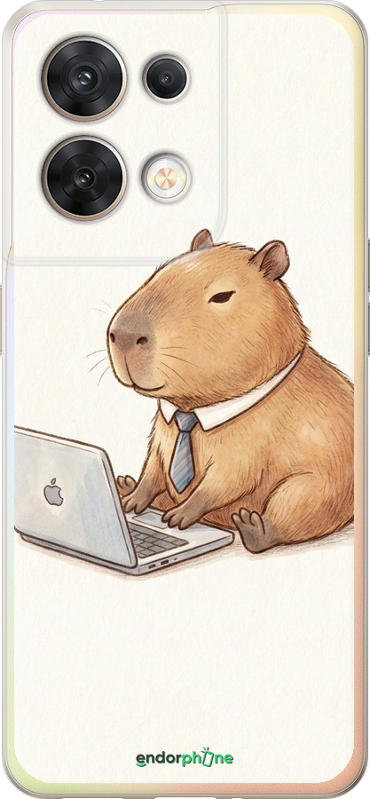 Силиконовый чехол Funny Capybara CEO Working для Oppo Reno8 5G - 6777u-2614 изображение 