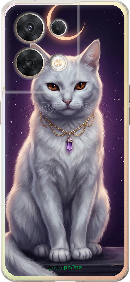 Силиконовый чехол Mystic White Cat Gothic Dark Purple Gold для Oppo Reno8 5G - 6805u-2614 изображение 