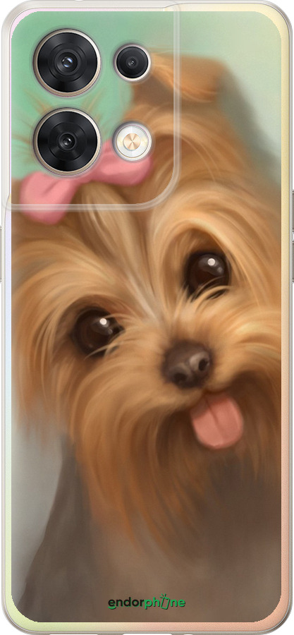 Силиконовый чехол Нарисованный йоркширский терьер для Oppo Reno8 5G - 928u-2614 изображение 