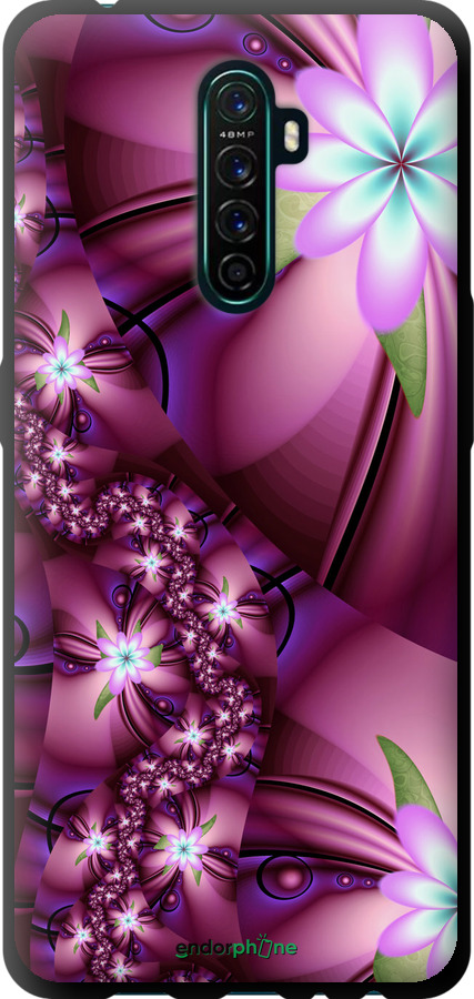 

TPU чорний чохол "Квіткова мозаїка" для Oppo Reno Ace, Рожевий
