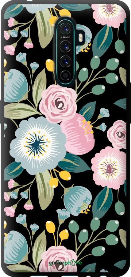 TPU black чехол Floral wallpaper v2 для Oppo Reno Ace - 5602b-1964 изображение 