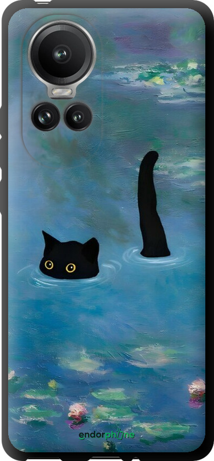 TPU чехол С изображением кота и водяной лилии Monet для Oppo Reno10 Pro - 6519b-3109 изображение 