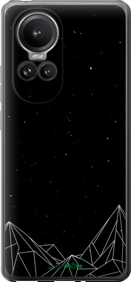 Силиконовый чехол Черно белые абстрактные горы для Oppo Reno10 Pro - 6437u-3109 изображение 