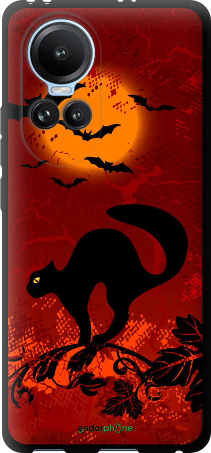 TPU чехол Чёрная кошка под луной для Oppo Reno10 - 1190b-3107 изображение 