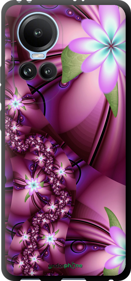 

TPU чорний чохол "Квіткова мозаїка" для Oppo Reno10, Рожевий