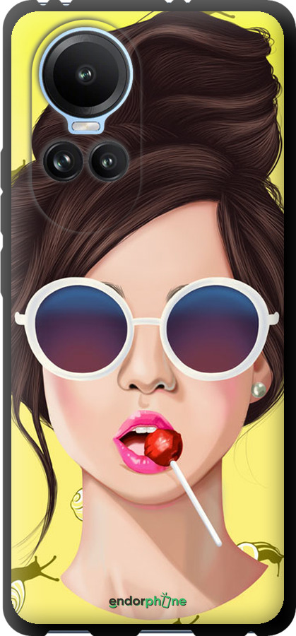 TPU чехол Девушка с чупа-чупсом для Oppo Reno10 - 3979b-3107 изображение 