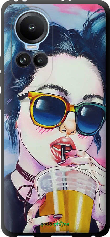 TPU чехол Арт-девушка в очках для Oppo Reno10 - 3994b-3107 изображение 
