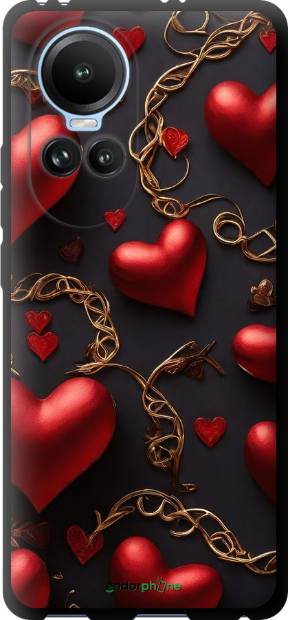 TPU чехол Сердечки для Oppo Reno10 - 5831b-3107 изображение 