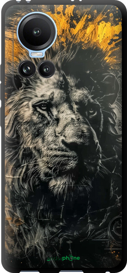 TPU чехол Лев в золотых красках для Oppo Reno10 - 6155b-3107 изображение 
