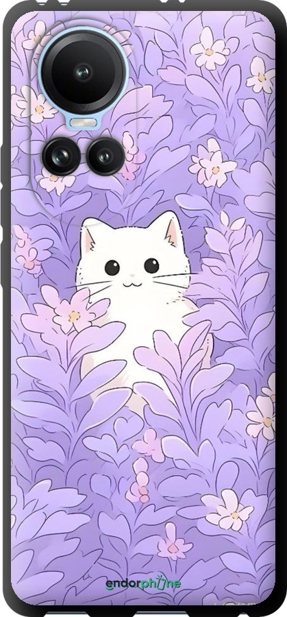 TPU чехол Котик в цветах для Oppo Reno10 - 6390b-3107 изображение 
