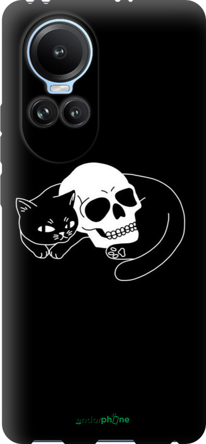 TPU чехол С изображением кота и черепа для Oppo Reno10 - 6491b-3107 изображение 
