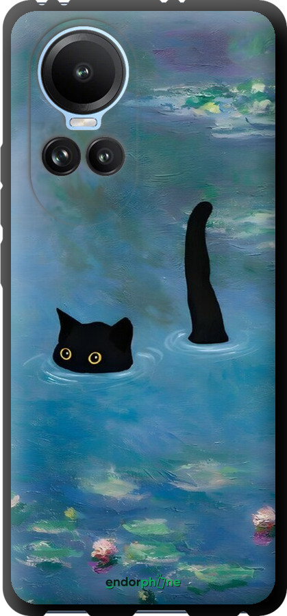 TPU чехол С изображением кота и водяной лилии Monet для Oppo Reno10 - 6519b-3107 изображение 