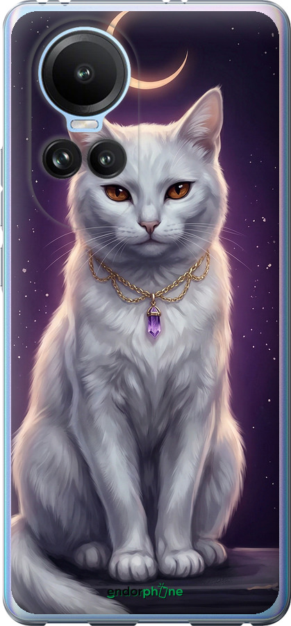 Силіконовий чехол Mystic White Cat Gothic Dark Purple Gold для Oppo Reno10 - 6805u-3107 изображение 