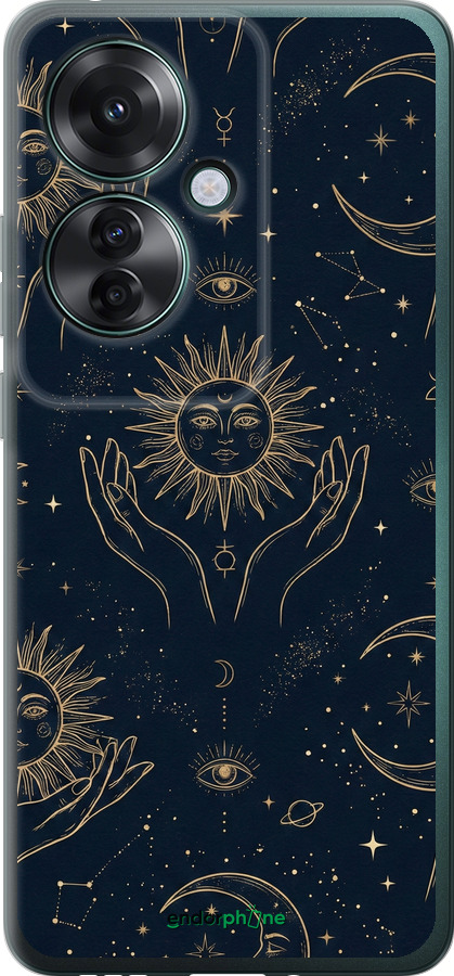 Силіконовий чехол Celestial Harmony: Sun & Moon Gold Mystic Pattern для Oppo Reno11 F - 6778u-3671 изображение 