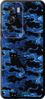TPU чехол Абстрактный узор черных котов на синем фоне для Oppo Reno12 5G - 6525b-3742 изображение 