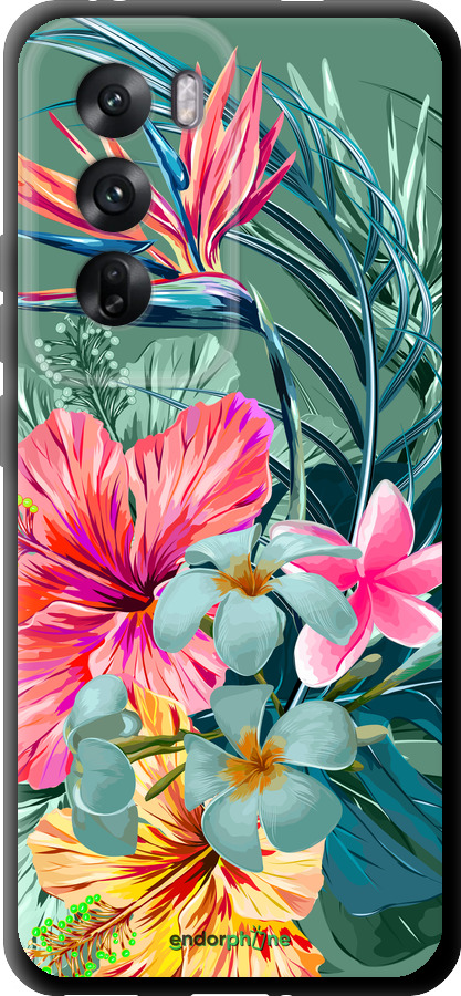 TPU чехол Тропічні квіти v1 для Oppo Reno12 5G - 4667b-3742 изображение 