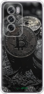 Силикон с усиленными углами чехол Black Bitcoin для Oppo Reno12 5G - 6090sp-3742 изображение 
