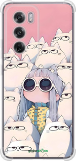 Силикон с усиленными углами чехол Малышка с котами для Oppo Reno12 5G - 6295sp-3742 изображение 