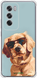 Силикон с усиленными углами чехол Пес в очках для Oppo Reno12 5G - 6381sp-3742 изображение 