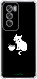 Силикон с усиленными углами чехол С милым котом на черном фоне для Oppo Reno12 5G - 6528sp-3742 изображение 