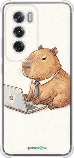 Силіконовий протиударний с посиленими кутами чехол Funny Capybara CEO Working для Oppo Reno12 5G - 6777sp-3742 изображение 