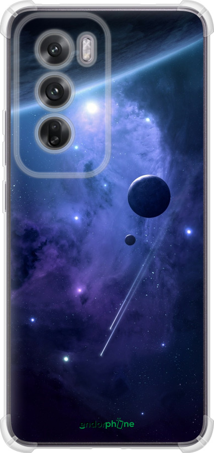 Силикон с усиленными углами чехол Планеты в синем космосе для Oppo Reno12 5G - 171sp-3742 изображение 