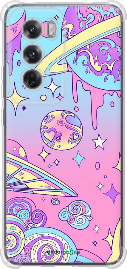 Силикон с усиленными углами чехол Розовая галактика для Oppo Reno12 5G - 4146sp-3742 изображение 