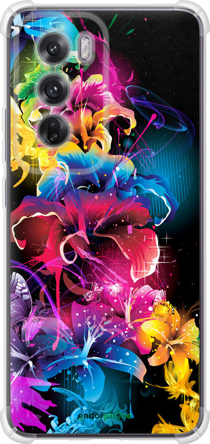 Силикон с усиленными углами чехол Абстрактные цветы для Oppo Reno12 5G - 511sp-3742 изображение 