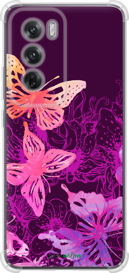 Силикон с усиленными углами чехол Бабочки v2 для Oppo Reno12 5G - 5475sp-3742 изображение 
