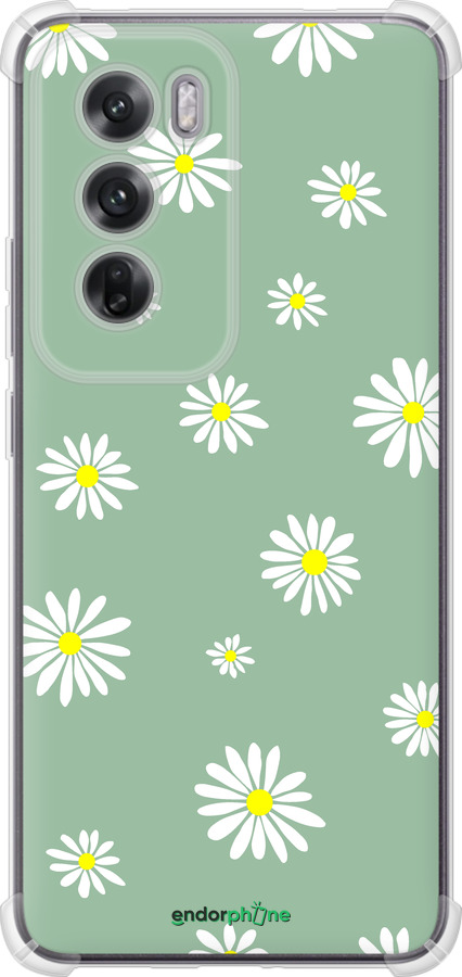 Силикон с усиленными углами чехол Ромашки v4 для Oppo Reno12 5G - 5603sp-3742 изображение 