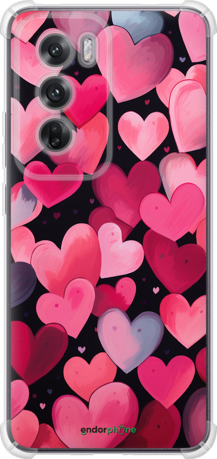 Силикон с усиленными углами чехол Сердечки 4 для Oppo Reno12 5G - 5662sp-3742 изображение 