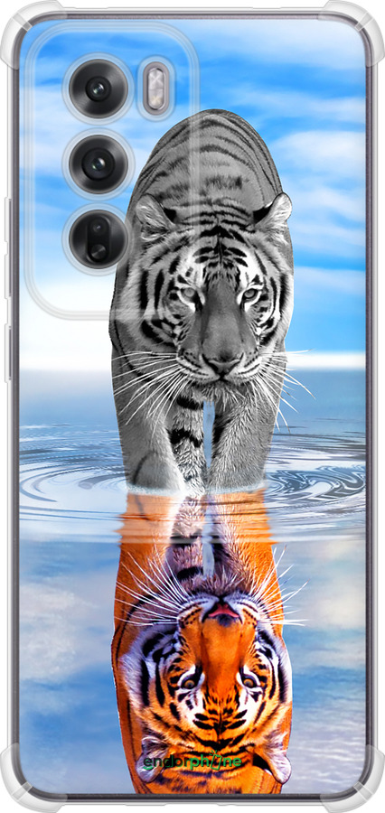 Силикон с усиленными углами чехол Тигр для Oppo Reno12 5G - 6016sp-3742 изображение 