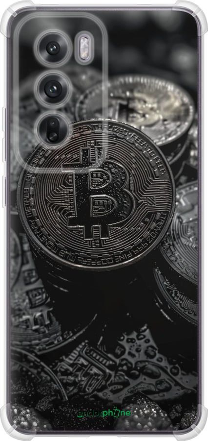 Силикон с усиленными углами чехол Black Bitcoin для Oppo Reno12 5G - 6090sp-3742 изображение 